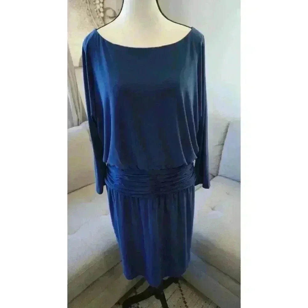 Evan-Picone Women's Long-Sleeve Blue Dress, Size 14